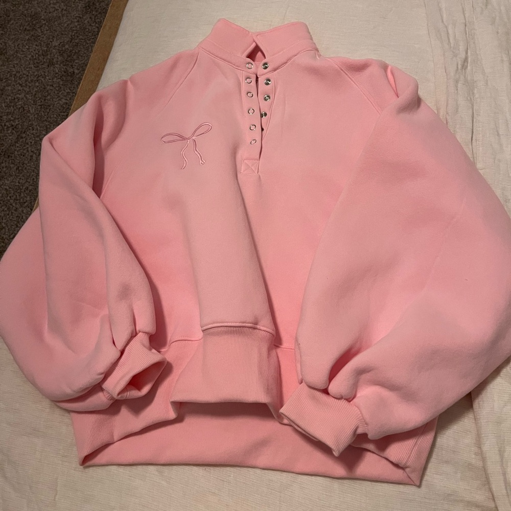 NWT AS Revival Oversized Pink Cropped Pullover with Balloons Sleeves XS